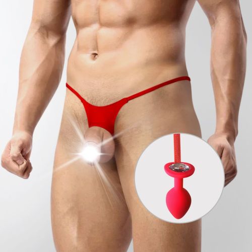 Трусы мужские XS-2XL с анальной пробкой красного цвета S Art of Sex Joni plug panties
