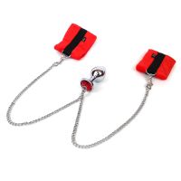 Наручники з металевою анальною пробкою Art Of Sex Handcuffs with Metal Anal Plug size M Red