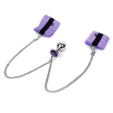 Наручники з металевою анальною пробкою Art Of Sex Handcuffs with Metal Anal Plug size M Purple
