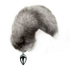 Анальная металлическая с серым хвостом из натурального меха M Art of Sex