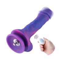 Фалоімітатор реалістичний з вібрацією фіолетового кольору Насадка для секс машин з пультом ДК Hismith Hyper Dildo with Vibe довжина 213 мм