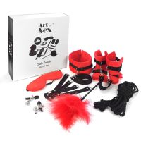 Набор БДСМ 9 предметов красного цвета Art of Sex Soft Touch BDSM Set