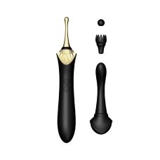 Вібратор універсальний двосторонній із 3 насадками чорного кольору Zalo Bess