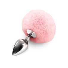 Анальна пробка сріблястого кольору з хвостом рожевого кольору розміру М Art of Sex Rabbit Tail