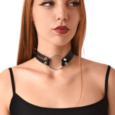 Чокер с кольцом и шипами на шею черного цвета Art of Sex Ruby