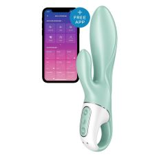 Вибратор с отростком для клитора со смартфона зеленого цвета Satisfyer Air Pump Bunny 5+