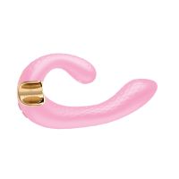 Вибратор для точки G и с отростком для клитора со змеиным узором розового цвета Shunga Miyo