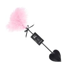  Щекоталка с пером молодого индюка розового цвета со шлепалкой пикой черного цвета Art of Sex Puff Peak