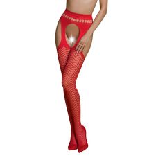 Еротичні колготки бодістокінг червоного кольору Passion Eco S002