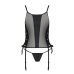 Корсет еротичний з люверсами та знімними пажами зі штучної шкіри чорного кольору Passion Malwia размер 4XL 5XL