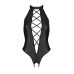 Боди эротический из искусственной кожи с имитацией шнуровки и открытым доступом черного цвета Passion Nancy размер 4XL 5XL