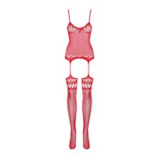 Еротичний бодістокінг із пікантним вирізом червоного кольору Obsessive Bodystocking F214 розмір S M L