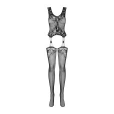 Эротический бодистокинг с пикантным вырезом черного цвета Obsessive Bodystocking F221 размер XL XXL