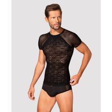 Сексуальна чоловіча футболка з геометричним візерунком чорного кольору Obsessive T102 T shirt розмір S M L