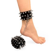 Оковы с шипами БДСМ из натуральной кожи черного цвета Art of Sex Rose