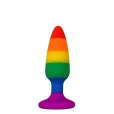 Анальна пробка райдужного кольору Wooomy Hiperloo Silicone Rainbow Plug розмір S