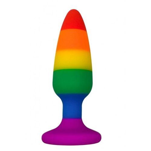 Анальная пробка радужного цвета Wooomy Hiperloo Silicone Rainbow Plug размер L
