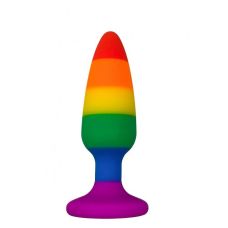 Анальна пробка райдужного кольору Wooomy Hiperloo Silicone Rainbow Plug розмір M