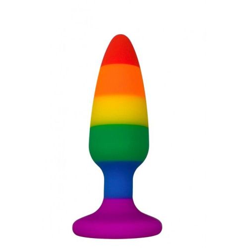 Анальная пробка радужного цвета Wooomy Hiperloo Silicone Rainbow Plug размер M