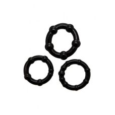 Набор эрекционных колец черного цвета Wooomy Babooom cockring set 3 штуки