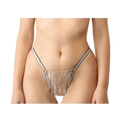 Трусики зі стразовим ланцюгом чорно сріблястого кольору Art of Sex Lea розміри XS M