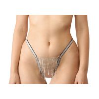Трусики зі стразовим ланцюгом біло сріблястого кольору Art of Sex Lea розміри L 2XL