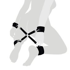 Крестовина для фиксации из натуральной кожи черного цвета Art of Sex 4 Way Connector