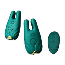 Вібратор для клітора та сосків силіконовий із пультом ДУ зеленого кольору Zalo Nave Turquoise Green