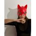 Эротическая маска Кошка лакированная красного цвета D&A