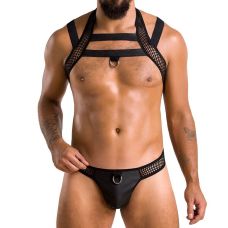 Комплект чоловічої Труси з відкритими сідницями та Портупея чорного кольору Passion Set jacob black 043 розміри S M