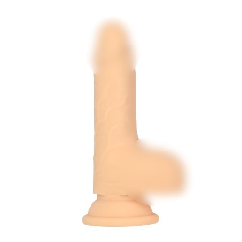 Фаллоимитатор реалистичный на присоске с пульсацией телесного цвета Addiction Naked Thrusting Dong With Remote
