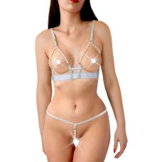 Сексуальный комплект белья женский с искусственным жемчугом серебристого цвета Art of Sex Sweet Angel размеры XS M