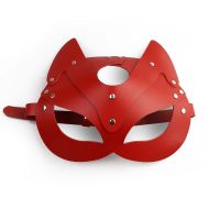Эротическая маска Кошечки из натуральной кожи красного цвета Art of Sex Cat Mask