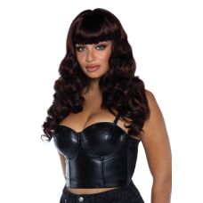 Эротический парик с челкой с длинными волнистыми волосами коричневого цвета Leg Avenue Misfit