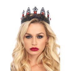Филигранная королевская корона для ролевых игр с красными стразами черного цвета Leg Avenue 