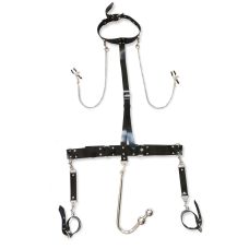 Система фиксации для тела с Зажимами для сосков и Анальным крюком Art of Sex №3 длина крюка 250 мм