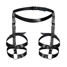 Гартери на стегна та ноги жіночі із натуральної шкіри чорного кольору Art of Sex Melani розміри XS M