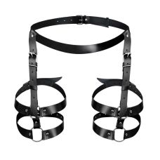 Гартери на стегна та ноги жіночі з натуральної шкіри чорного кольору Art of Sex Melani розміри L 2XL