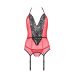 Эротический корсет с трусиками  L/XL Passion красный с черной вставкой