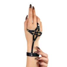 Украшение на руку в форме розы женское из натуральной кожи черное Art of Sex