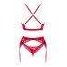Еротичний комплект з поясом під чулки Obsessive Lacelove XS/S червоний