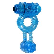 Ерекційне віброкільце на пеніс Alive Double Ding Ring синє