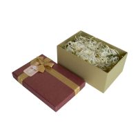 Подарункова коробка з бантом бордово золота S 21,5×14,5×9,7 см