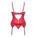 Жіночий сексуальний корсет з трусиками червоний Obsessive Ingridia, розмір XS/S