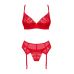 Еротичний комплект нижньої білизни червоний Obsessive Ingridia, розмір XS/S