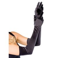 Эротические сатиновые длинные перчатки черные Leg Avenue