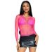 Облегающий топ сеточкой неоново розовый Leg Avenue Long Sleeves, размер One Size