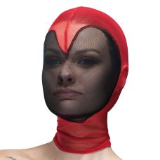 Маска сердце сетка с полностью закрытым лицом красно черного цвета Feral Feelings
