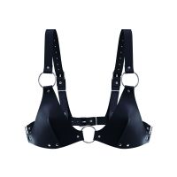 Стильный лиф из натуральной кожи черный Feral Feelings