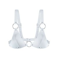 Смелый эротический лиф из натуральной кожи белый Feral Feelings